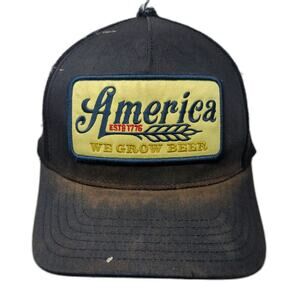 Rural Cloth Trucker Hat Blue One Size America We Grow Beer Snapback Mesh Patch